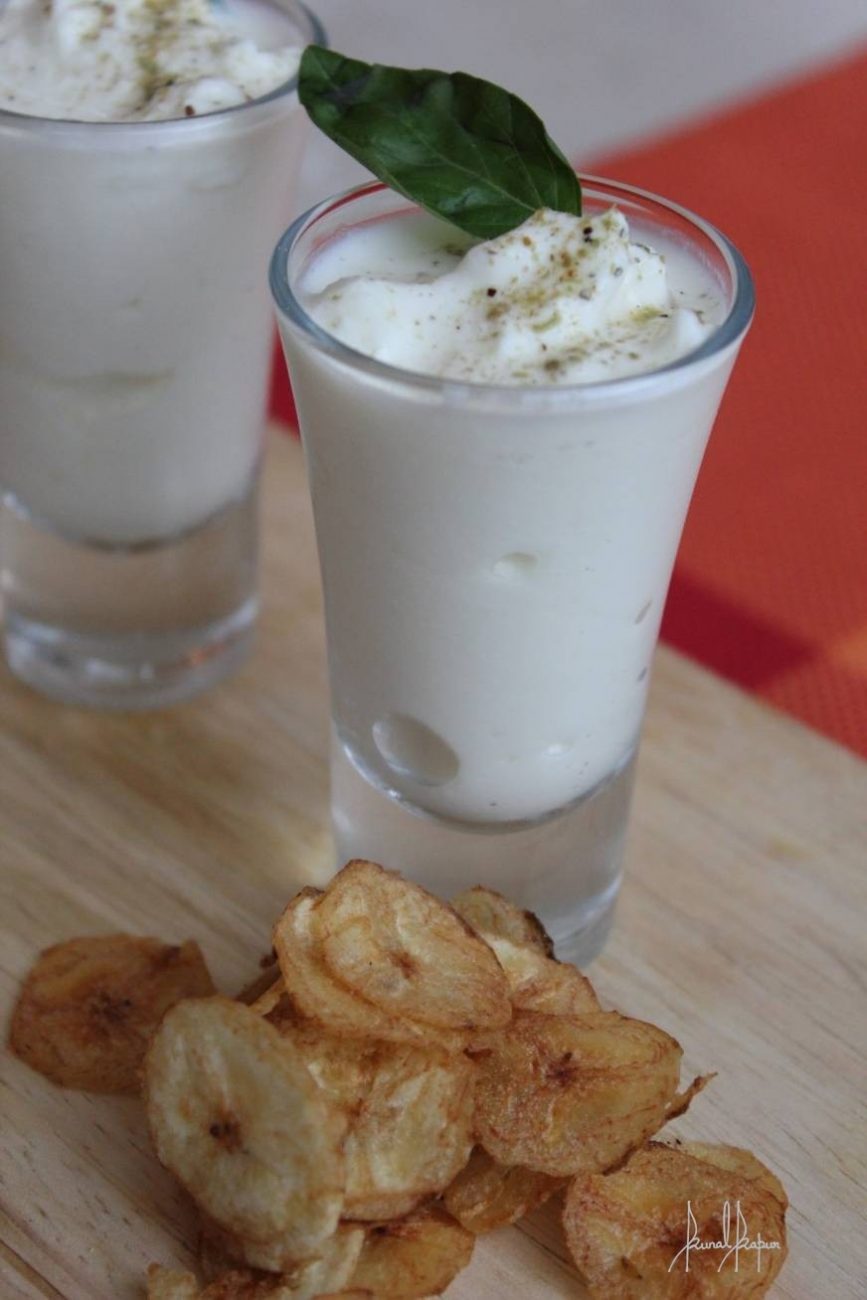 Charnamrit shots with raw banana chips