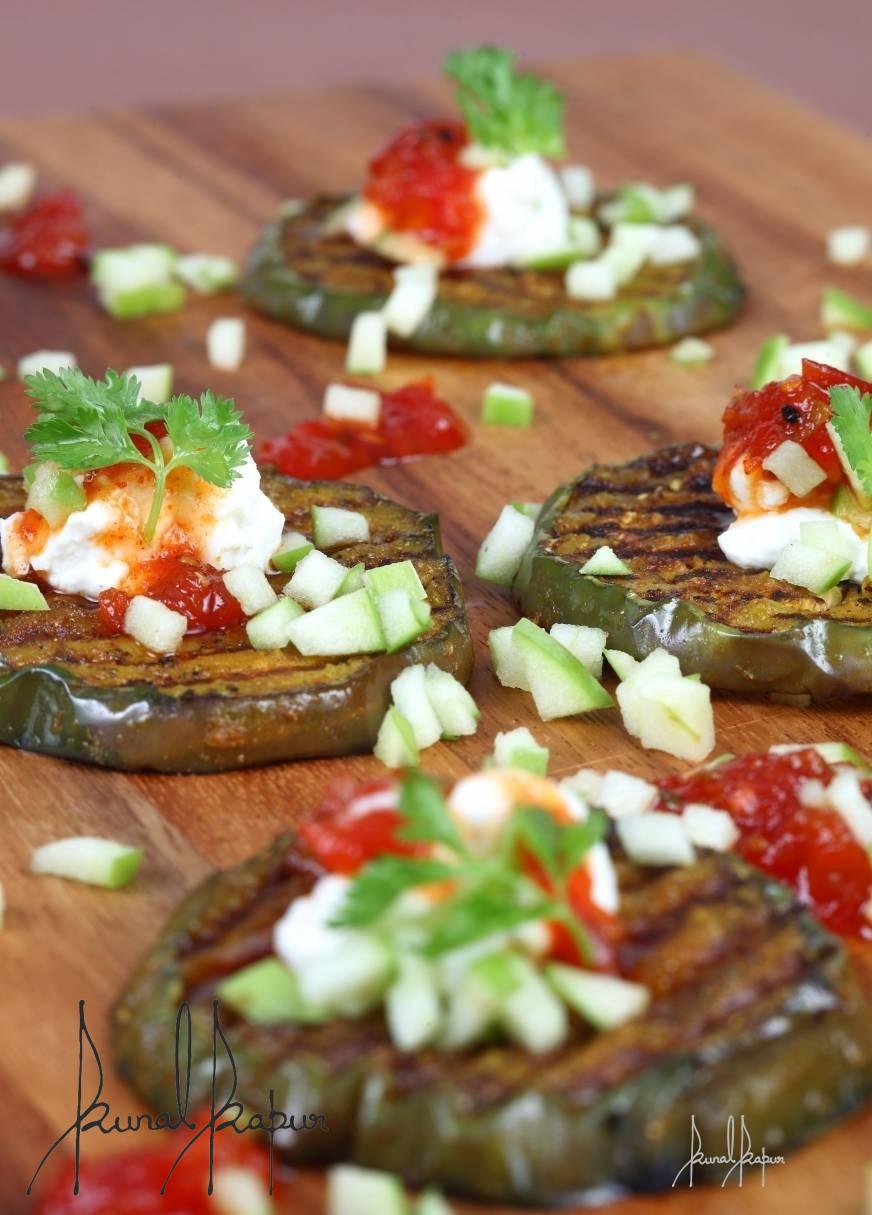 Grilled Eggplant, Tomato Chutney
