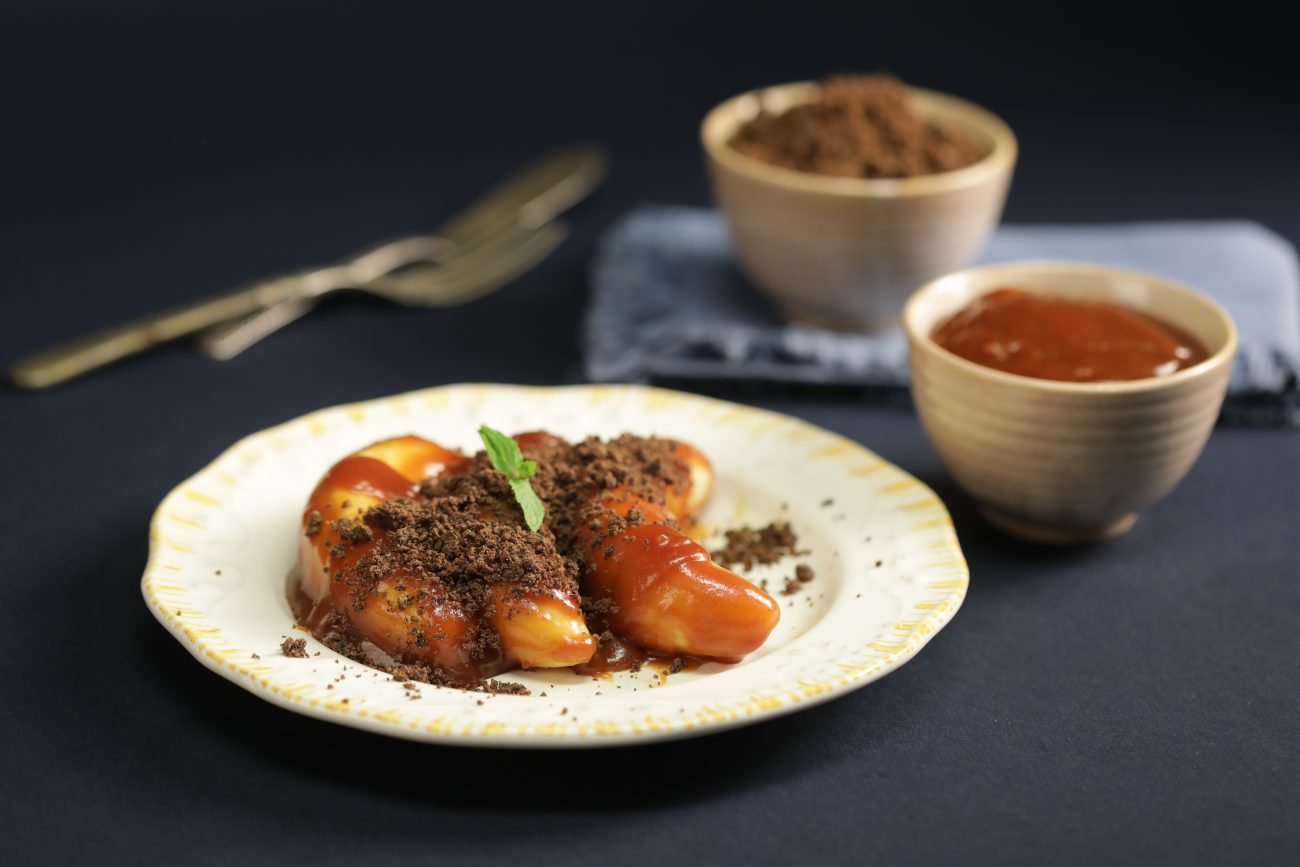 Toffee Bananas with Kuttu Atta Crumble