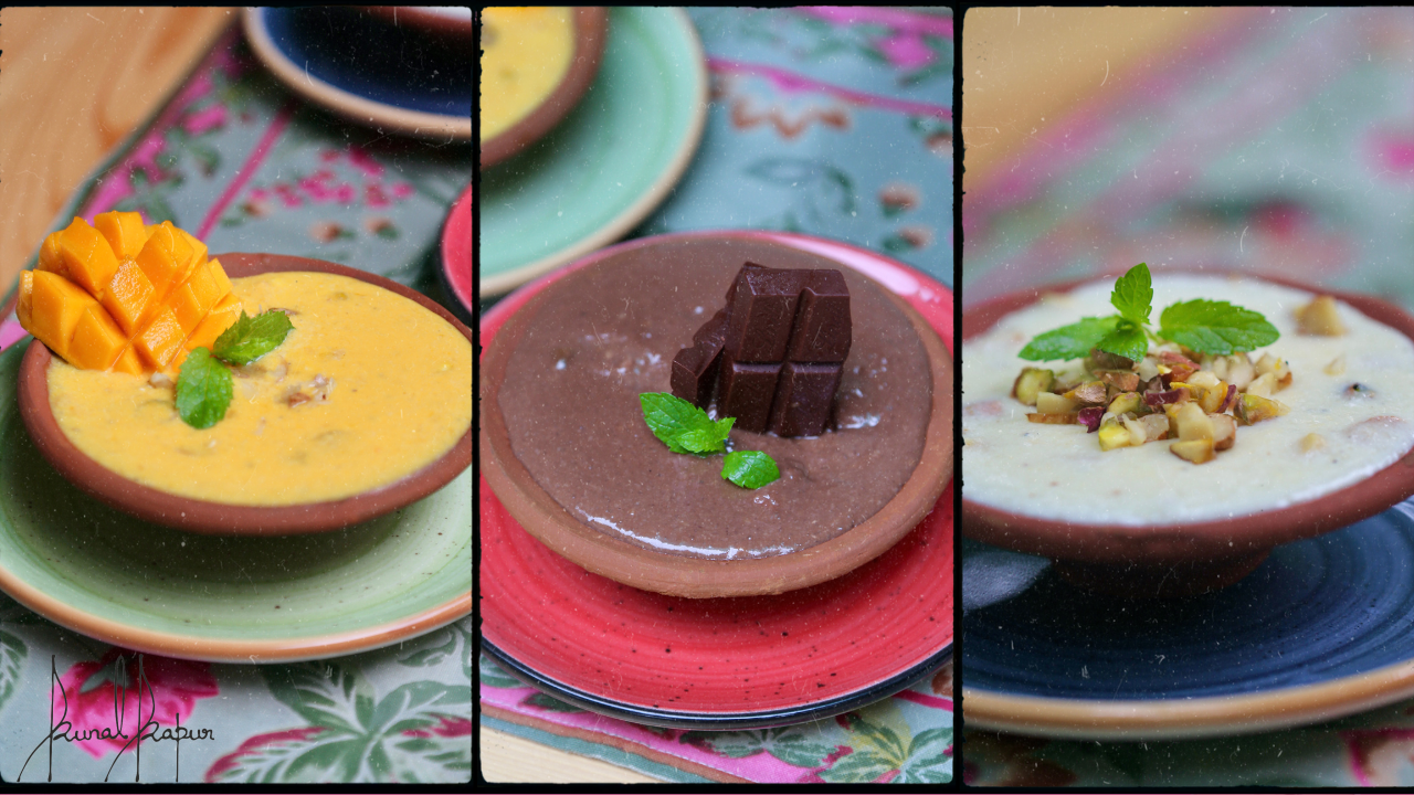 Mango Firni, Chocolate Firni, Plain Firni Recipe
