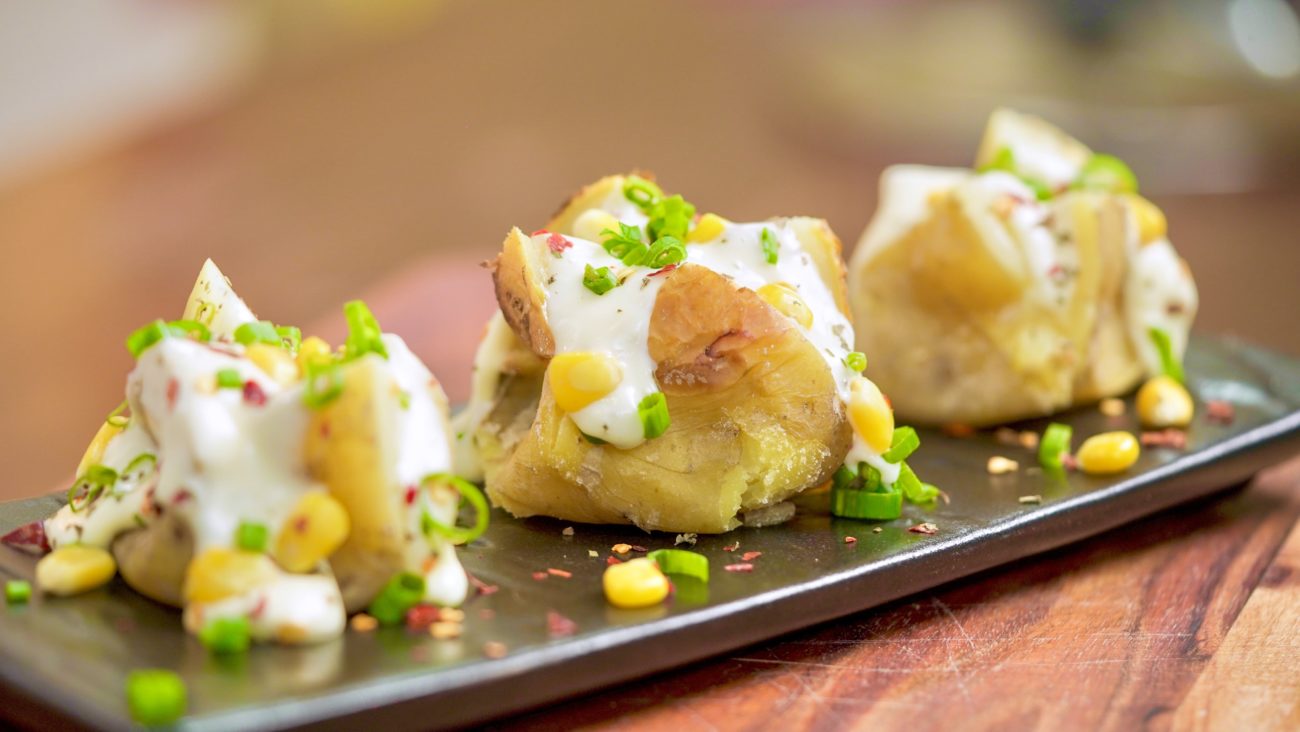 Baked Potato with Cheese Spread