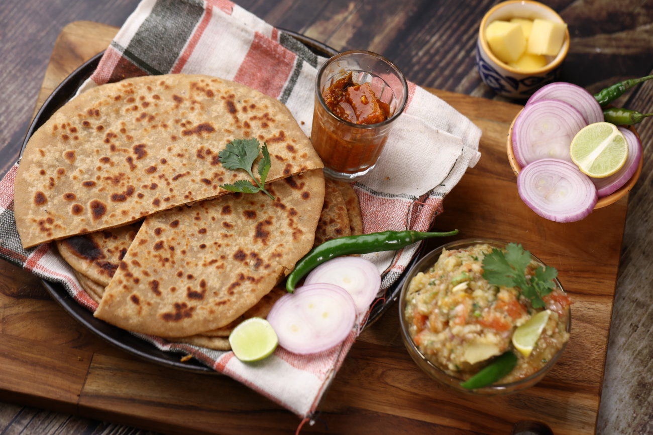 Sattu Paratha Aloo Baingan Chokha