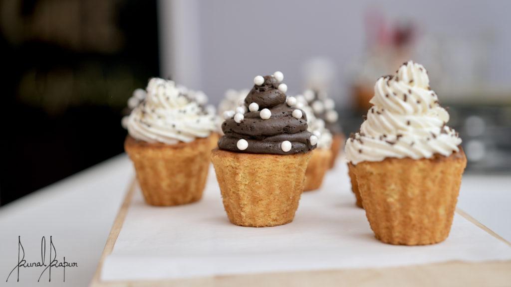 Cupcake with chocolate icing