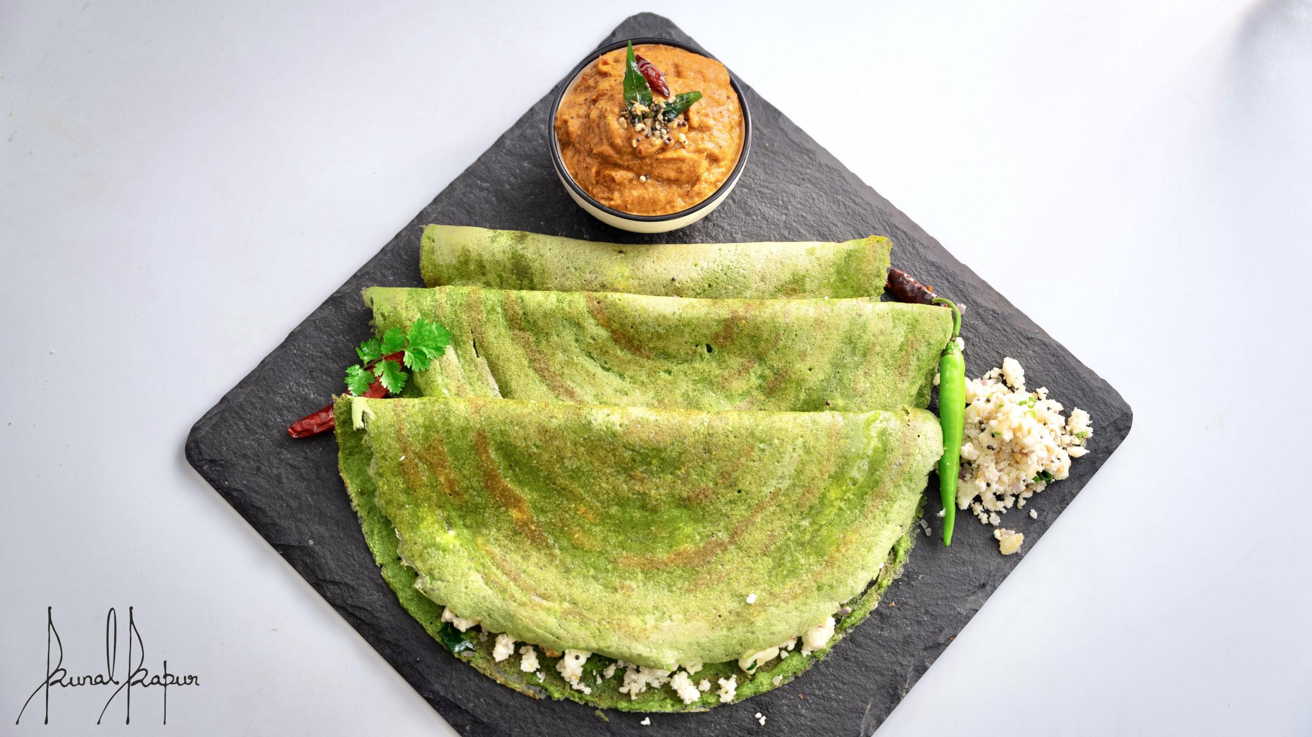 Palak Paneer Dosa South Indian Onion Tomato Chutney Chef Kunal Kapur