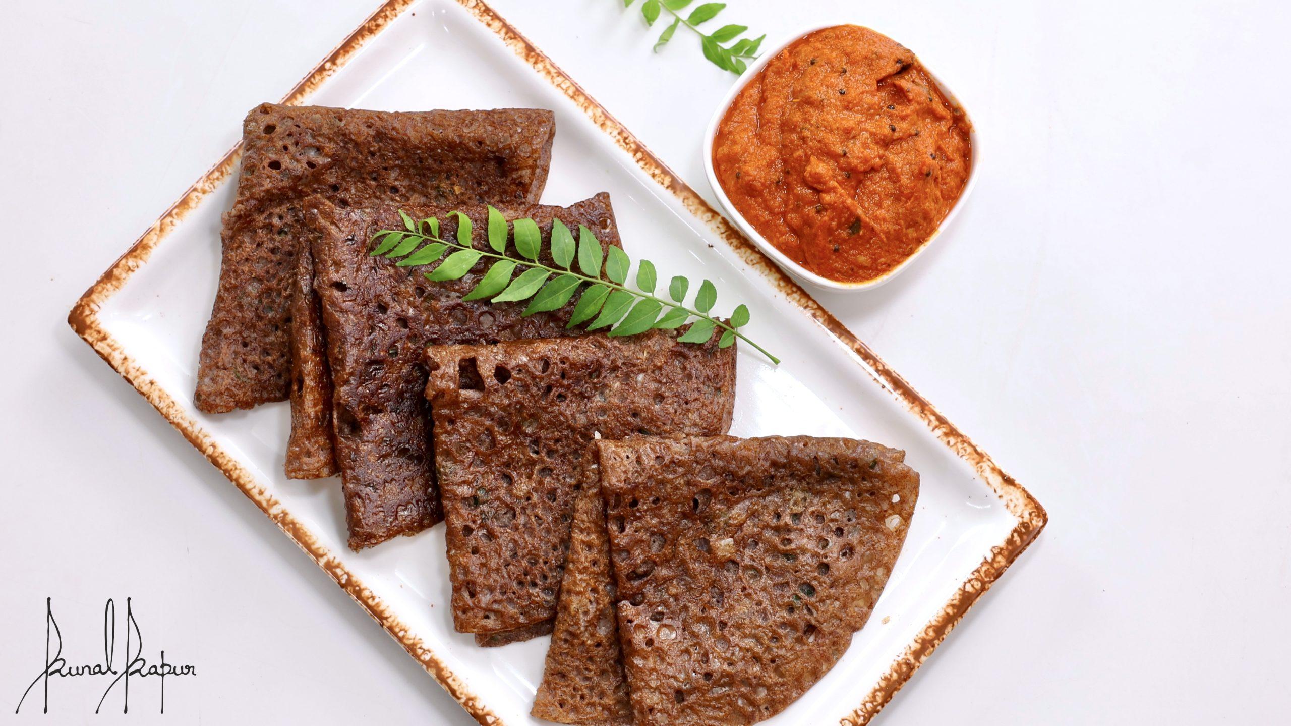 Instant Ragi Dosa, Tomato Chutney South Indian Chutney without