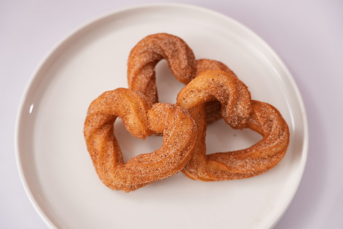 Churros with Strawberry Chocolate Sauce | Heart Shaped Churros