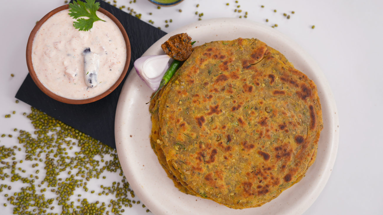 Moong Dal Paratha, Tadka Raita | Healthy Nashta