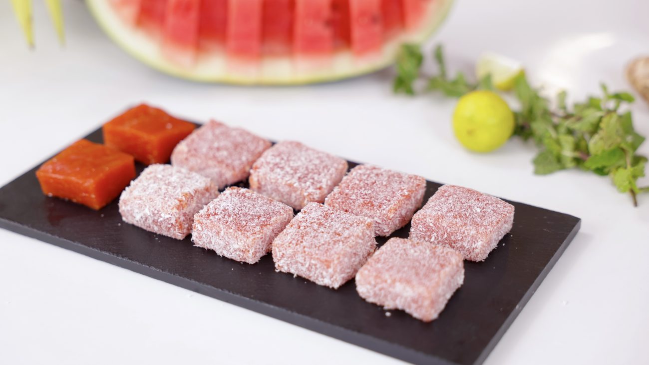 Watermelon Coconut Barfi | Watermelon Jelly Pudding Eggless