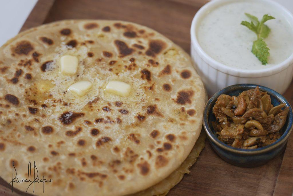 mix veg paratha pudina raita